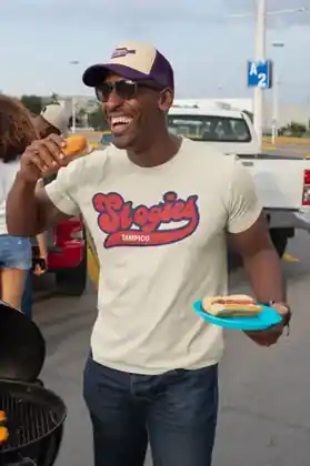 Retro Message Gear shirt at a tailgate